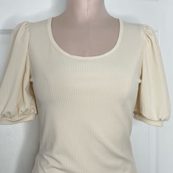 Rachel Parcell Ivory Ribbed Blouse Top Sz S - Picture 11 of 11